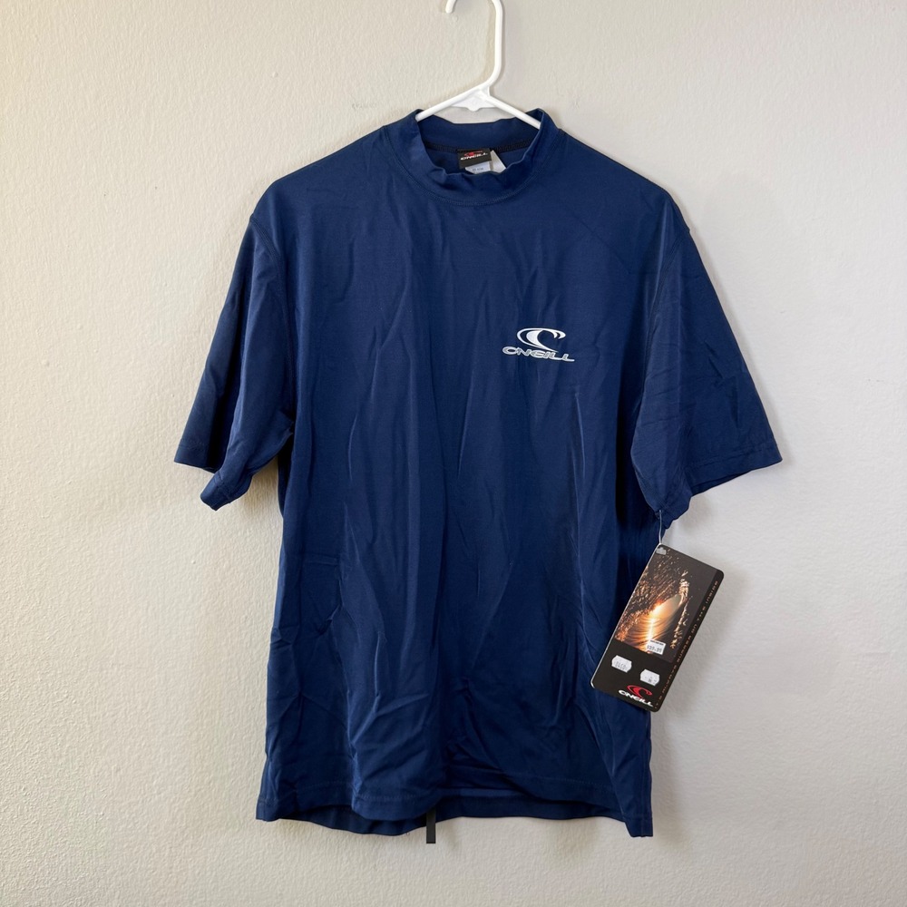 ONeill Mens Short Sleeve Rash‎ Guard Top Navy Blue Size Medium Surf Beach